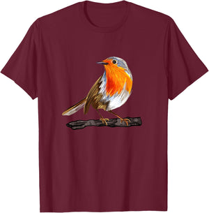 Robin Bird T-Shirt - T-Shirt | Maroon