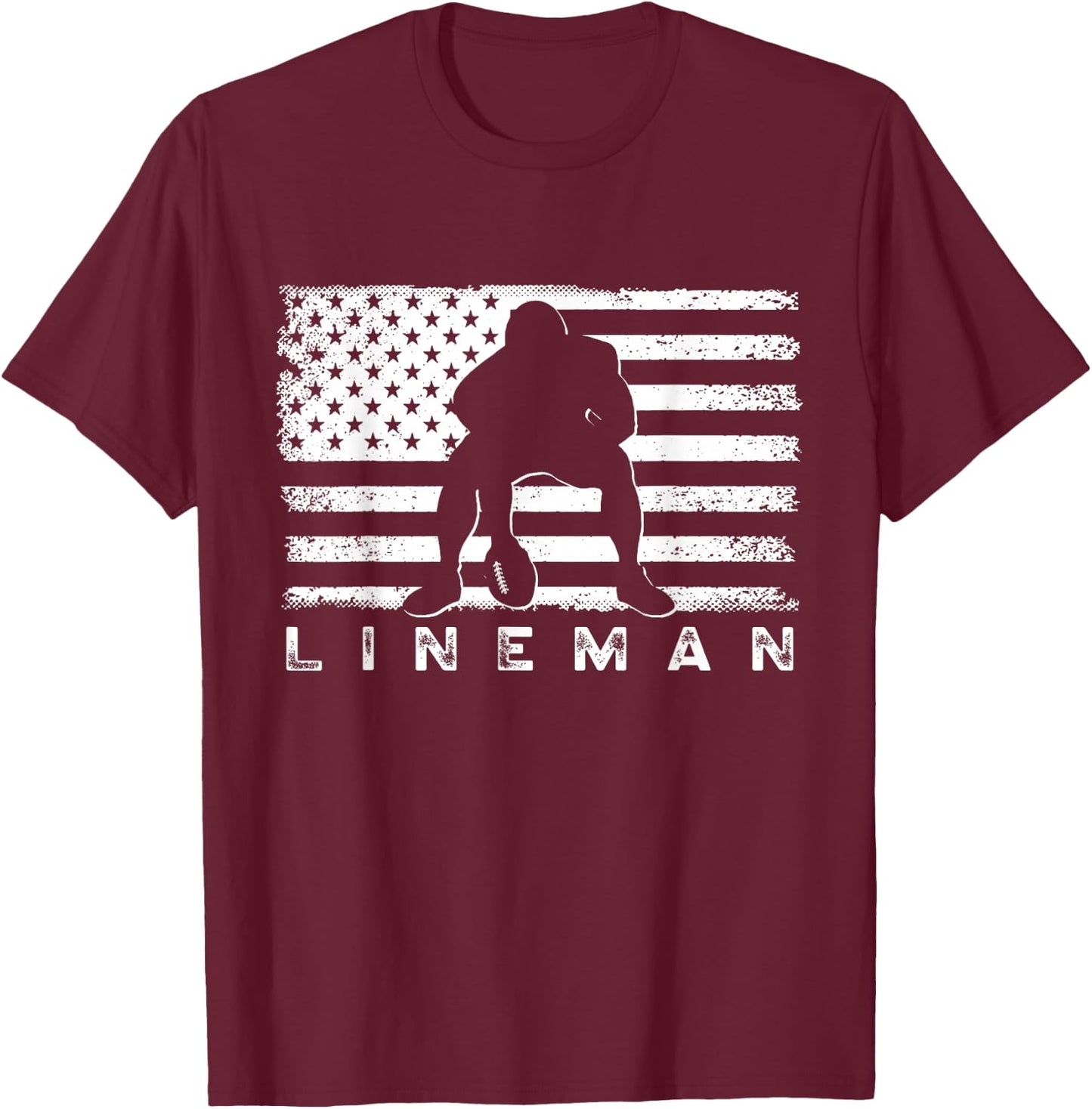 American Football Lineman Offensive Player USA Flag Football T-Shirt - T-Shirt | Maroon