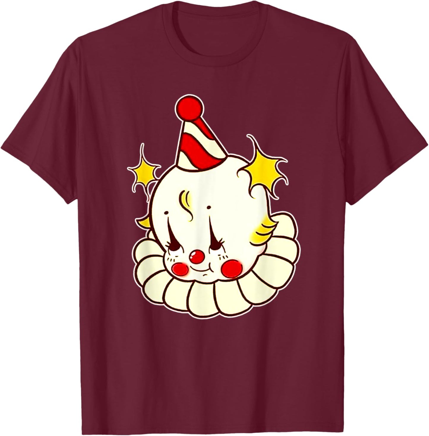 Kewpie Baby Birthday Clown T-Shirt - T-Shirt | Maroon