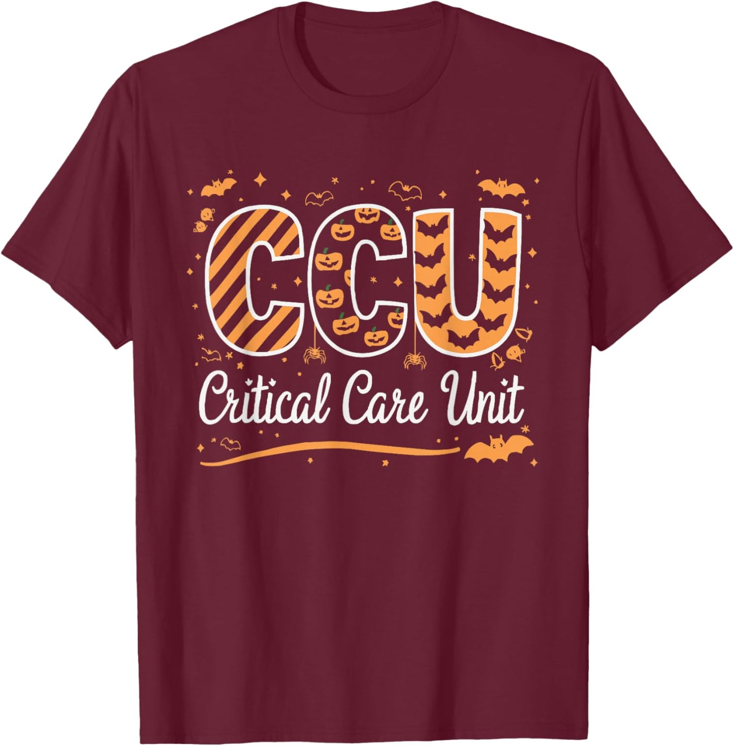Halloween Critical Care Nurse Spooky Nursing Trick Or Treat T-Shirt - T-Shirt | Maroon