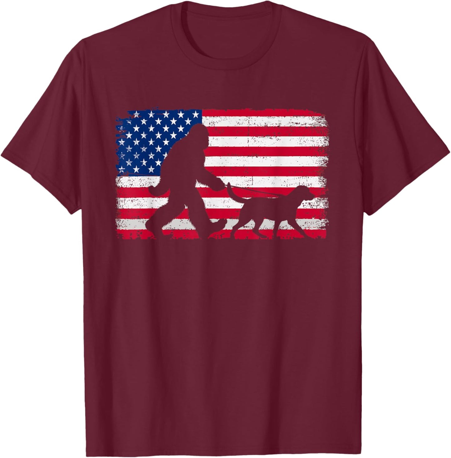Retro Labrador Retriever 4th of July American Flag Patriotic Women Kids Men T-Shirt - T-Shirt | Maroon