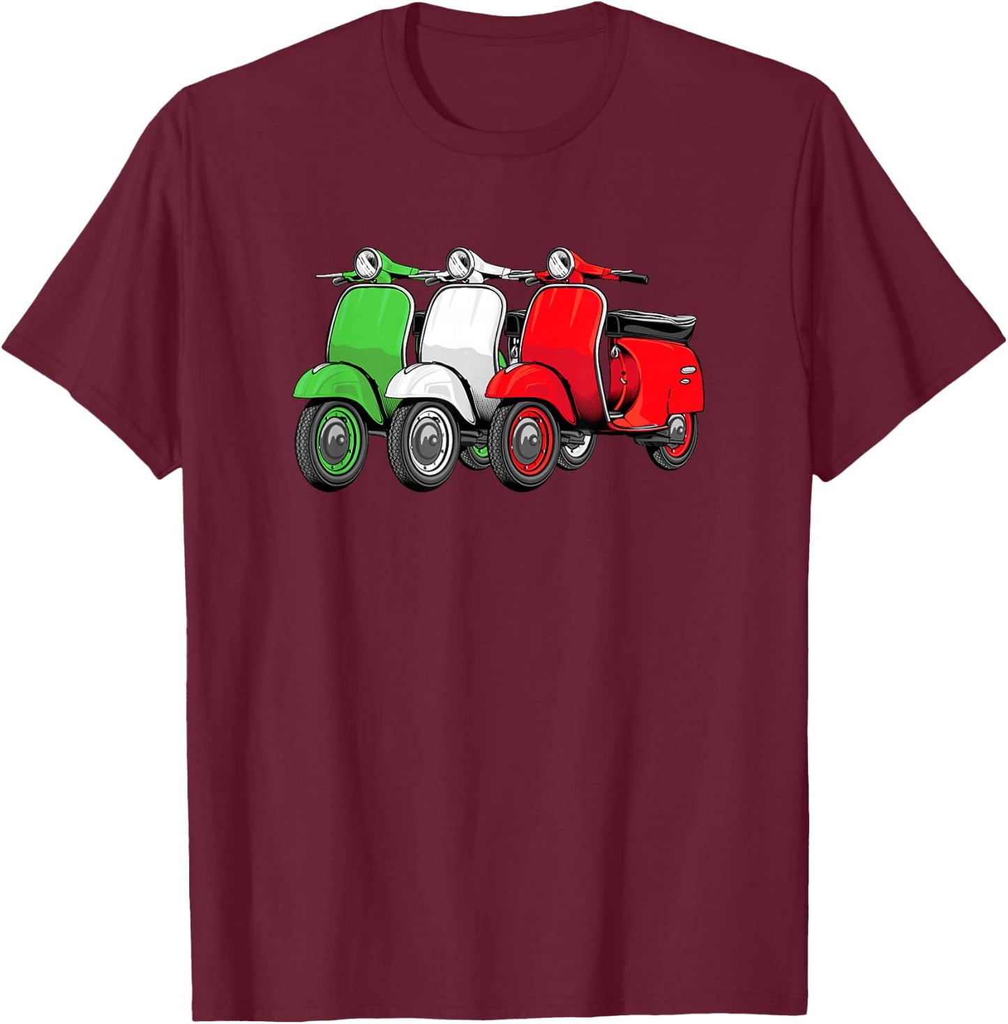 Scooter Bike Motorbike Scoot - Italy Flag Moped Scooter T-Shirt - T-Shirt | Maroon