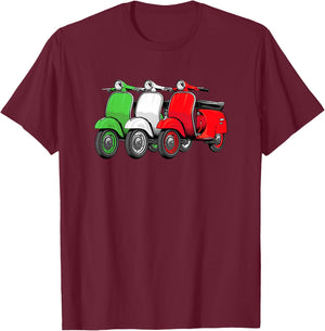 Scooter Bike Motorbike Scoot - Italy Flag Moped Scooter T-Shirt - T-Shirt | Maroon
