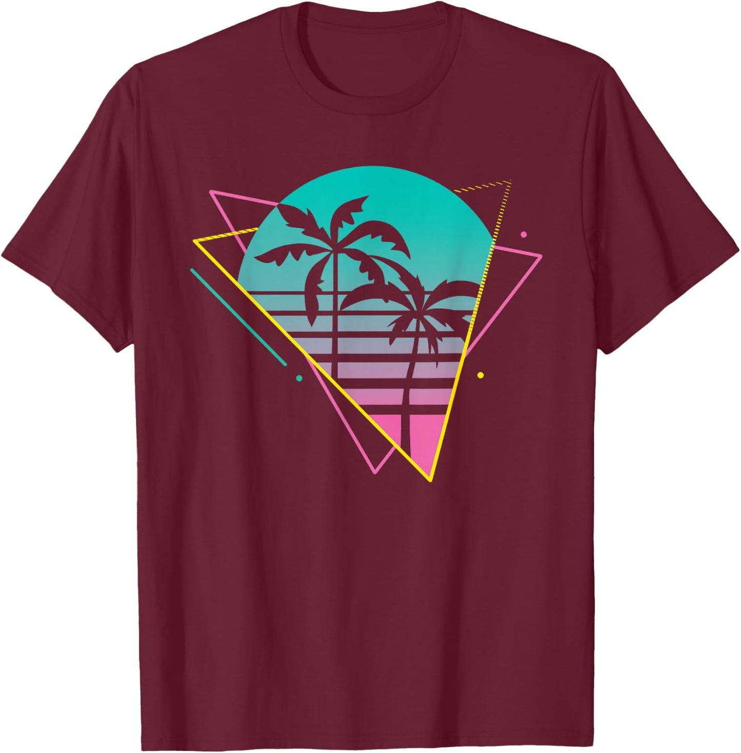 Vaporwave 80s 90s Retro Design - Retrowave Palm Trees T-Shirt - T-Shirt | Maroon