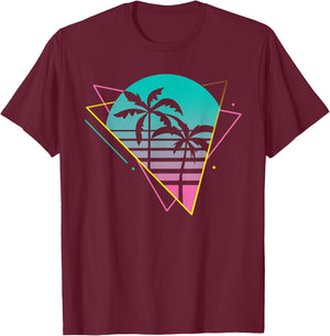 Vaporwave 80s 90s Retro Design - Retrowave Palm Trees T-Shirt - T-Shirt | Maroon
