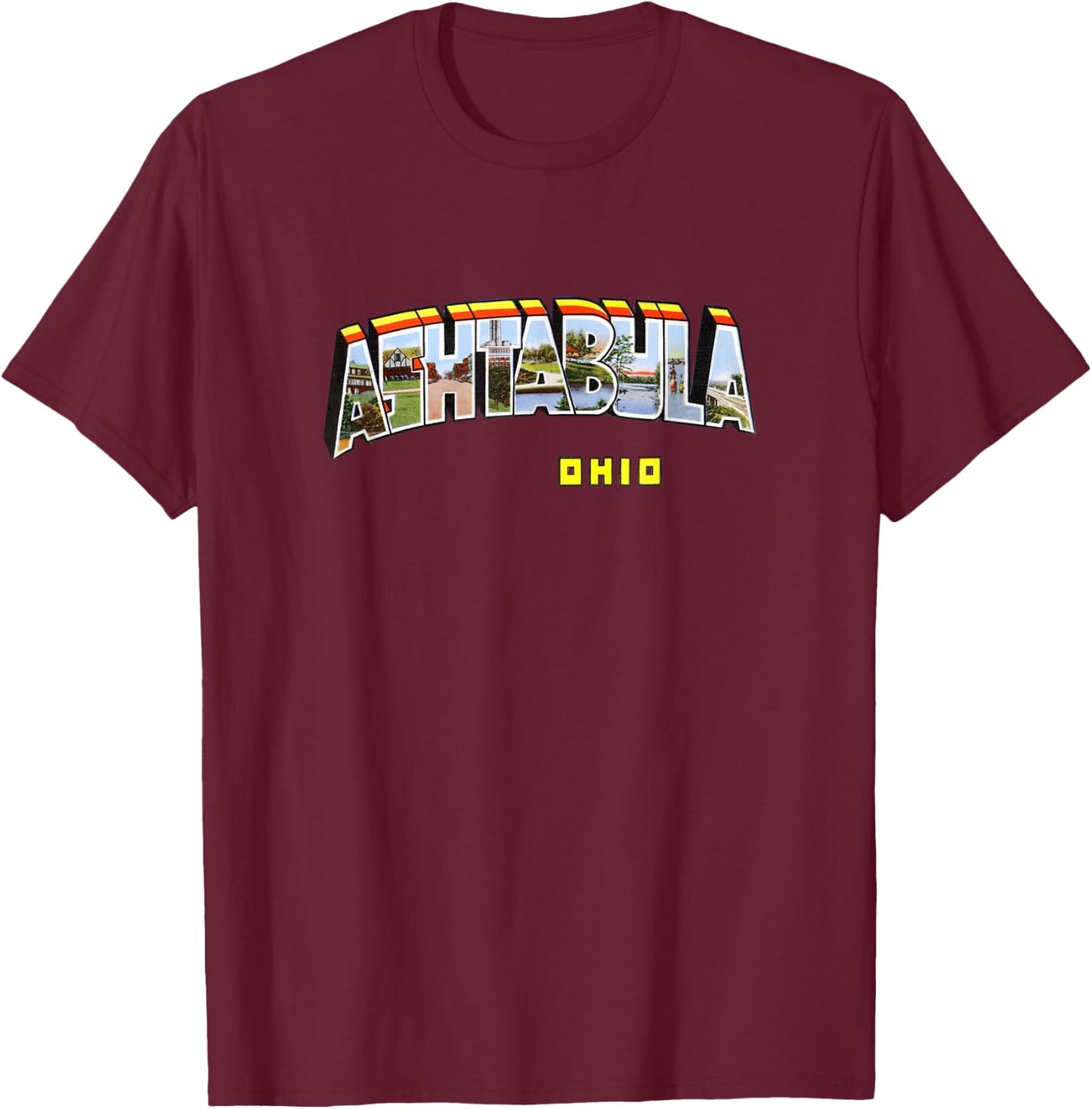 Ashtabula Ohio OH Retro Vintage Souvenir T Shirt T-Shirt - T-Shirt | Maroon