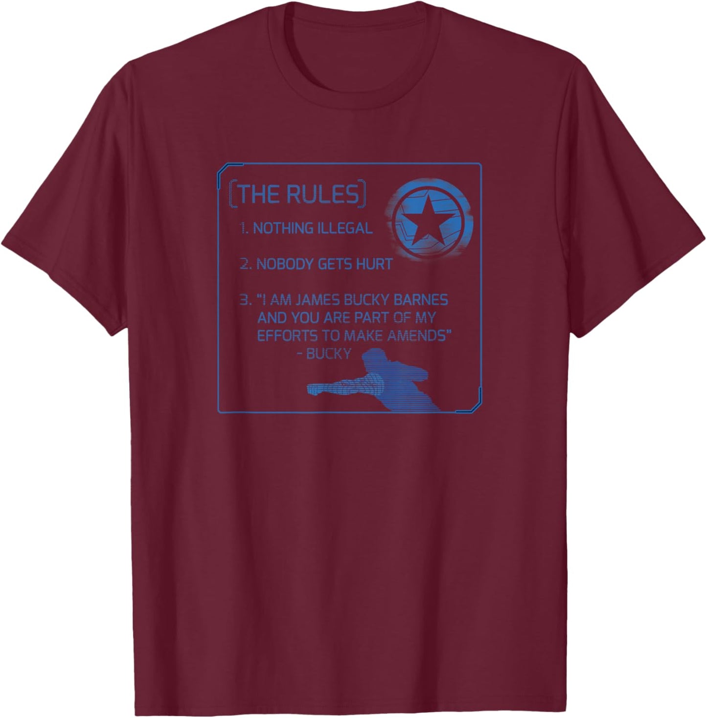Marvel The Falcon and The Winter Soldier Bucky Barnes Rules T-Shirt - T-Shirt | Maroon