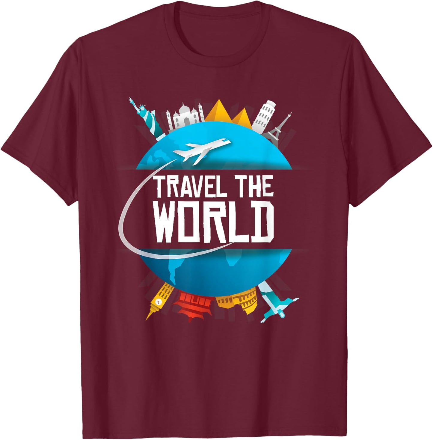 World Trip Travel Around The World Traveller Gift T-Shirt - T-Shirt | Maroon