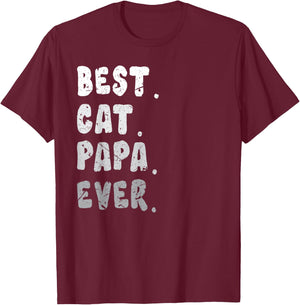 Best Cat Papa Ever Funny Cat Owner Dad Fathers T-Shirt - T-Shirt | Maroon
