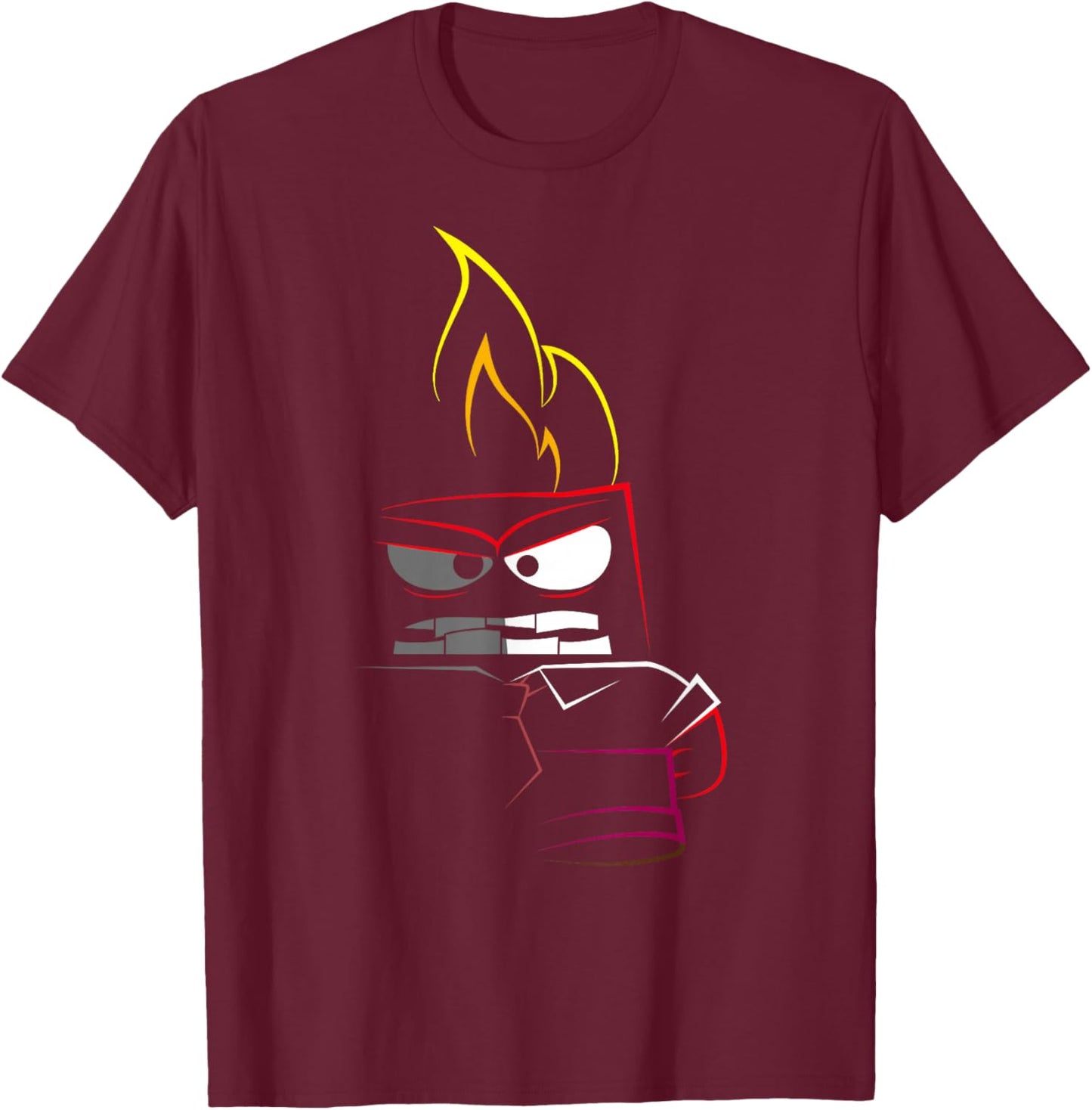 Disney Pixar Inside Out Fired Up Anger Outline Faded T-Shirt - T-Shirt | Maroon