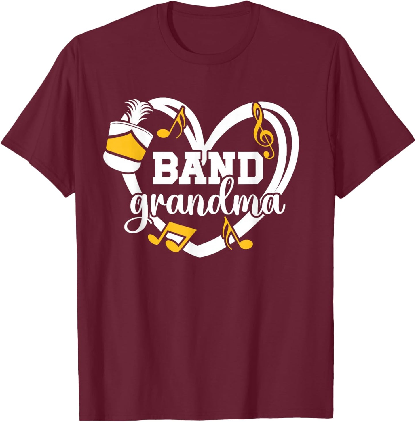 Band Grandma Heart Marching Band Grandma T-Shirt - T-Shirt | Maroon