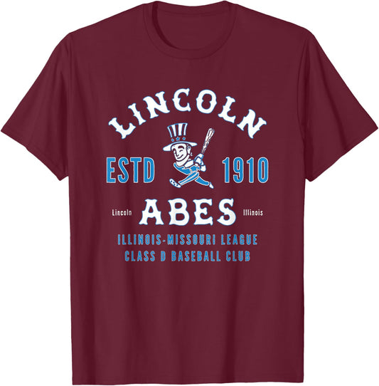 Vintage Lincoln Illinois Abes Defunct Baseball Team T-Shirt - T-Shirt | Maroon