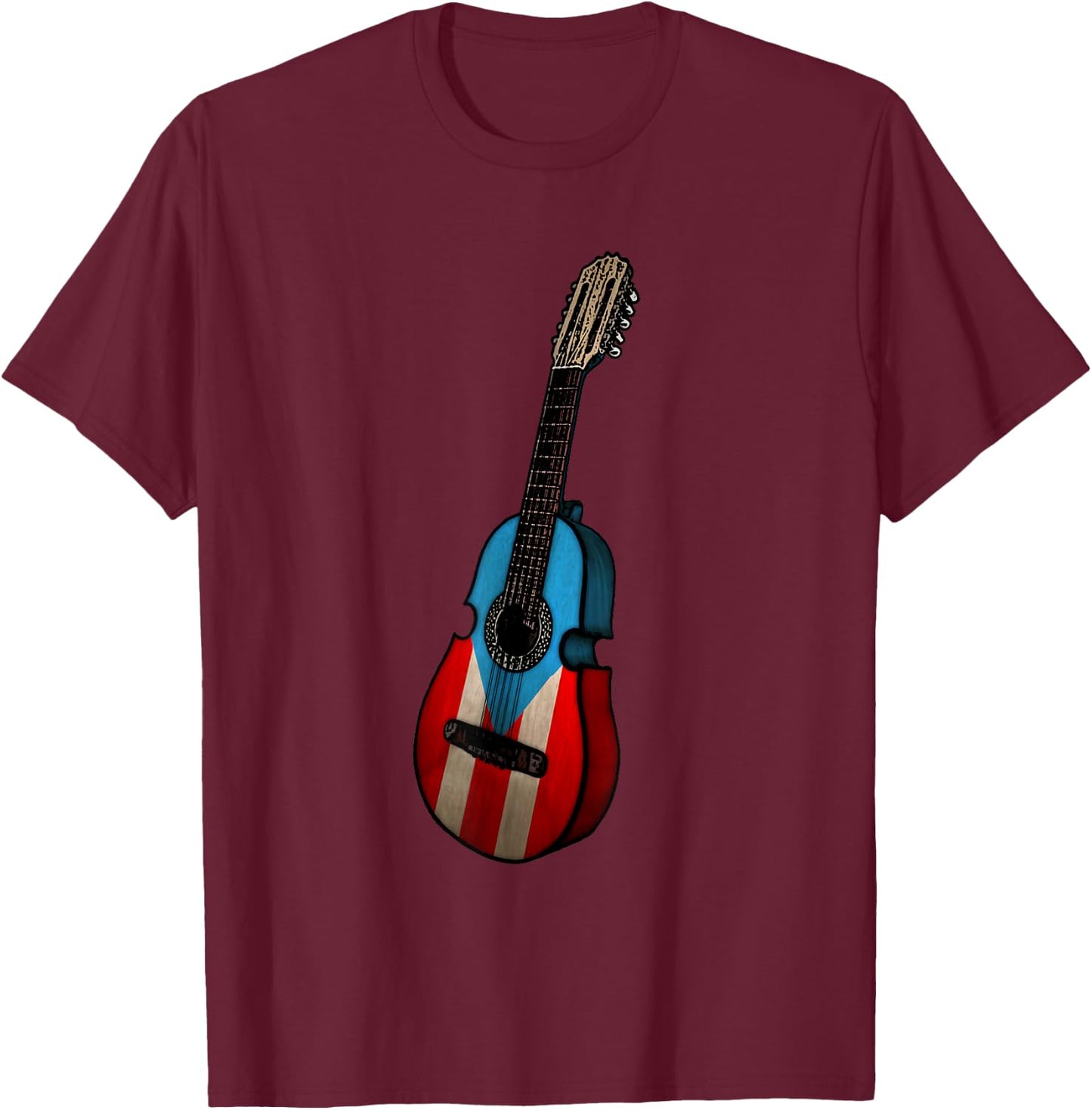 Puerto Rican Flag Cuatro Boricua T-Shirt - T-Shirt | Maroon