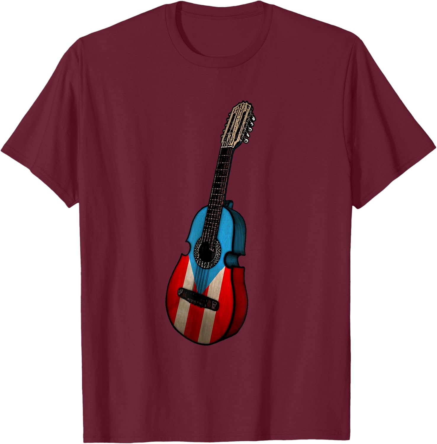 Puerto Rican Flag Cuatro Boricua T-Shirt - T-Shirt | Maroon