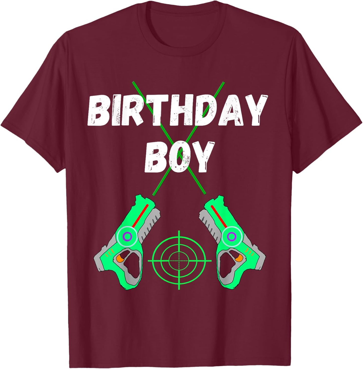 Laser Tag Birthday Boy Party Laser Tag Player Birthday T-Shirt - T-Shirt | Maroon