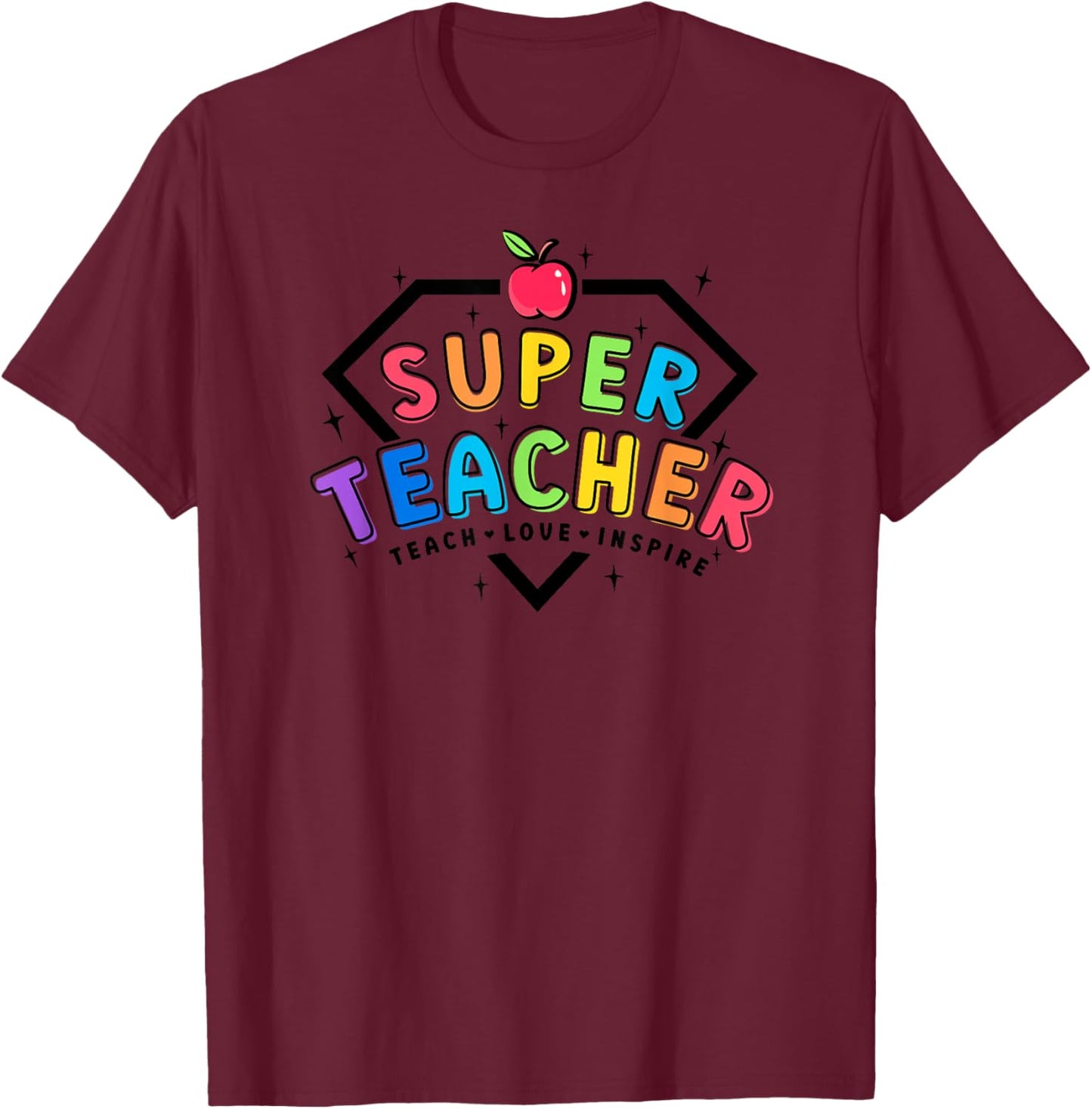 Super Teacher Power Team Teaching 100th Day Smarter School T-Shirt - T-Shirt | Maroon