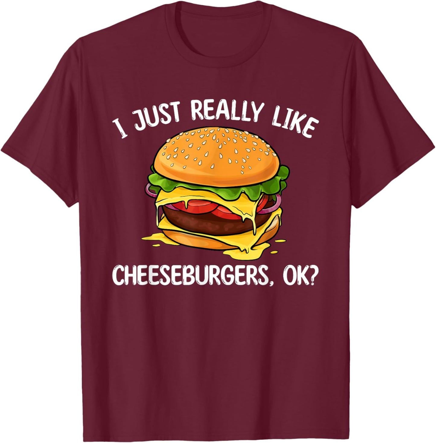 Cool Cheeseburger Women Kids Cheese Burger Lovers T-Shirt - T-Shirt | Maroon
