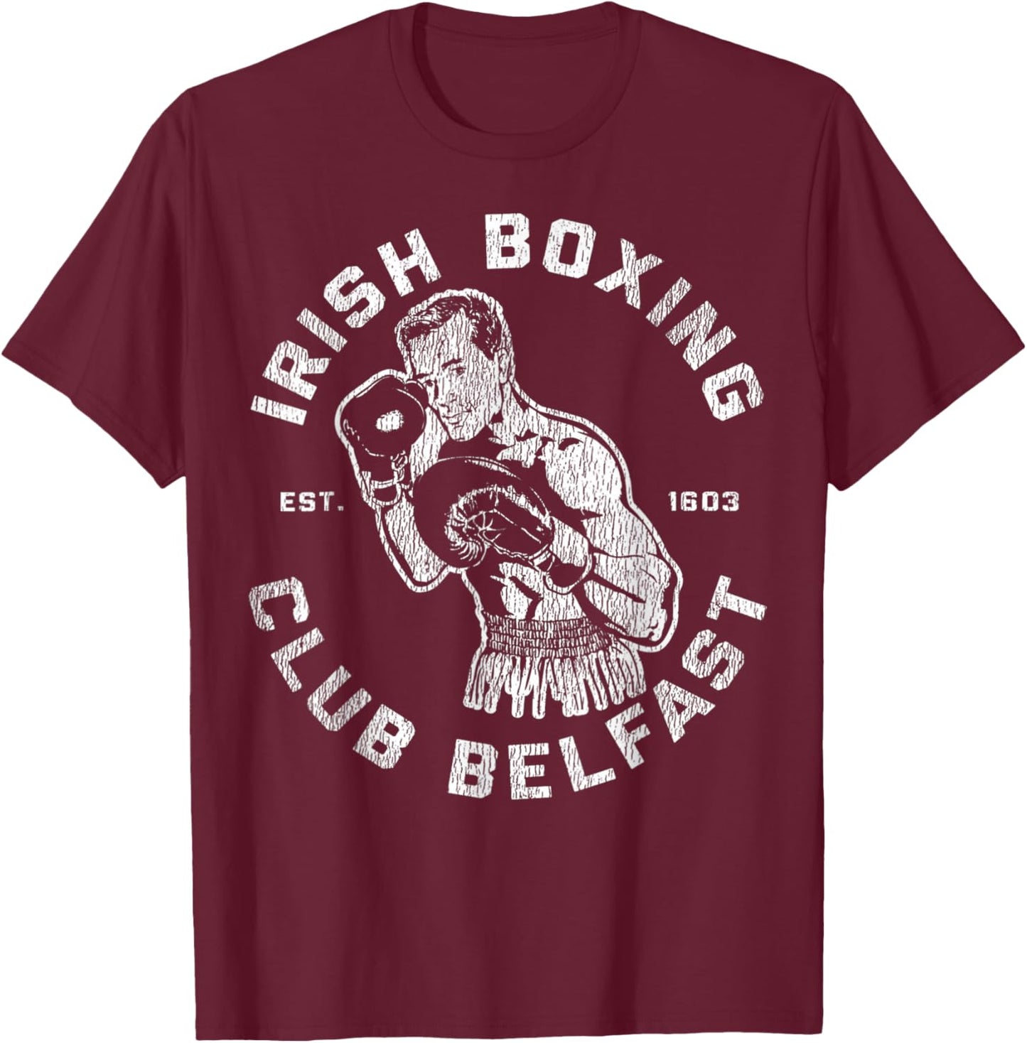 Vintage Irish Boxing Club Belfast Est. 1603 Men Boxer T-Shirt - T-Shirt | Maroon