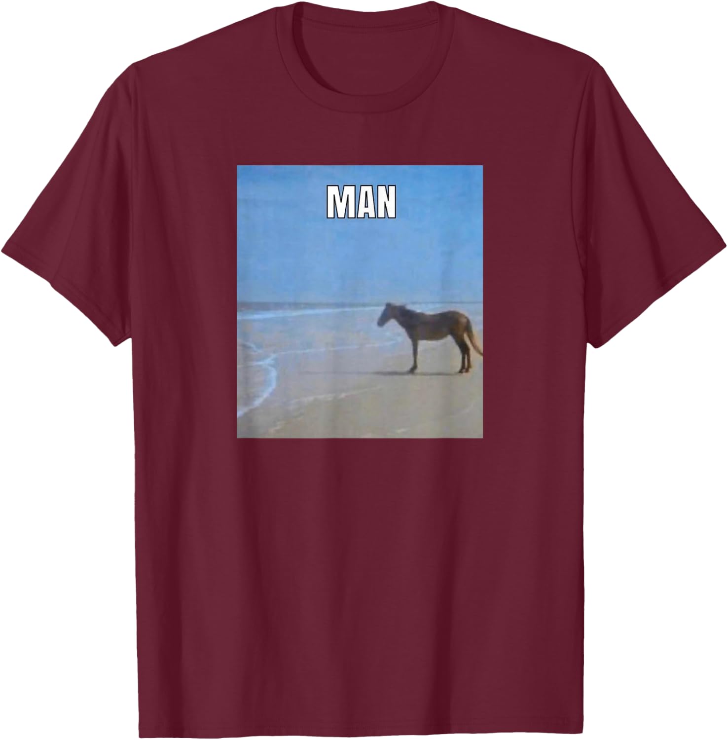 Man Horse Meme T-Shirt - T-Shirt | Maroon