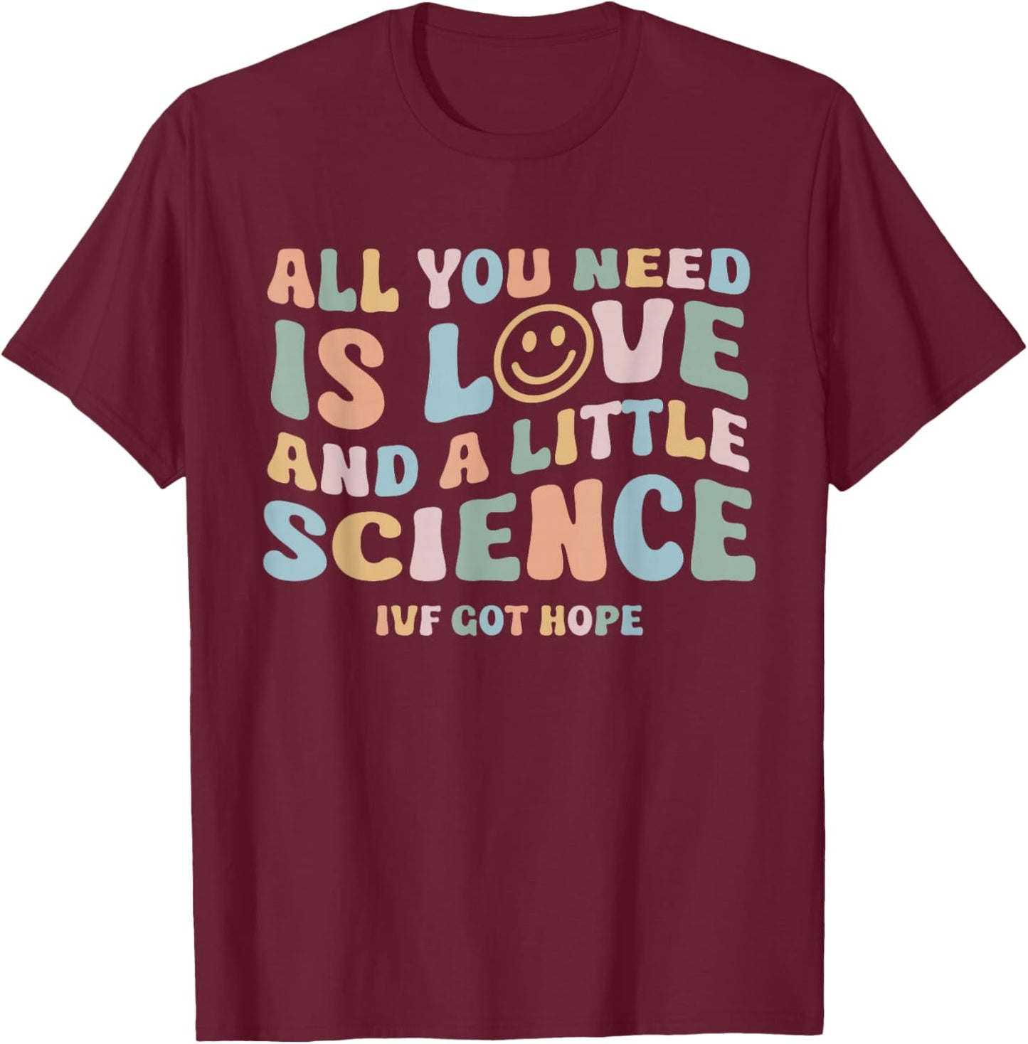 Retro Groovy IVF Making a Miracle Transfer Day Mama Got Hope T-Shirt - T-Shirt | Maroon