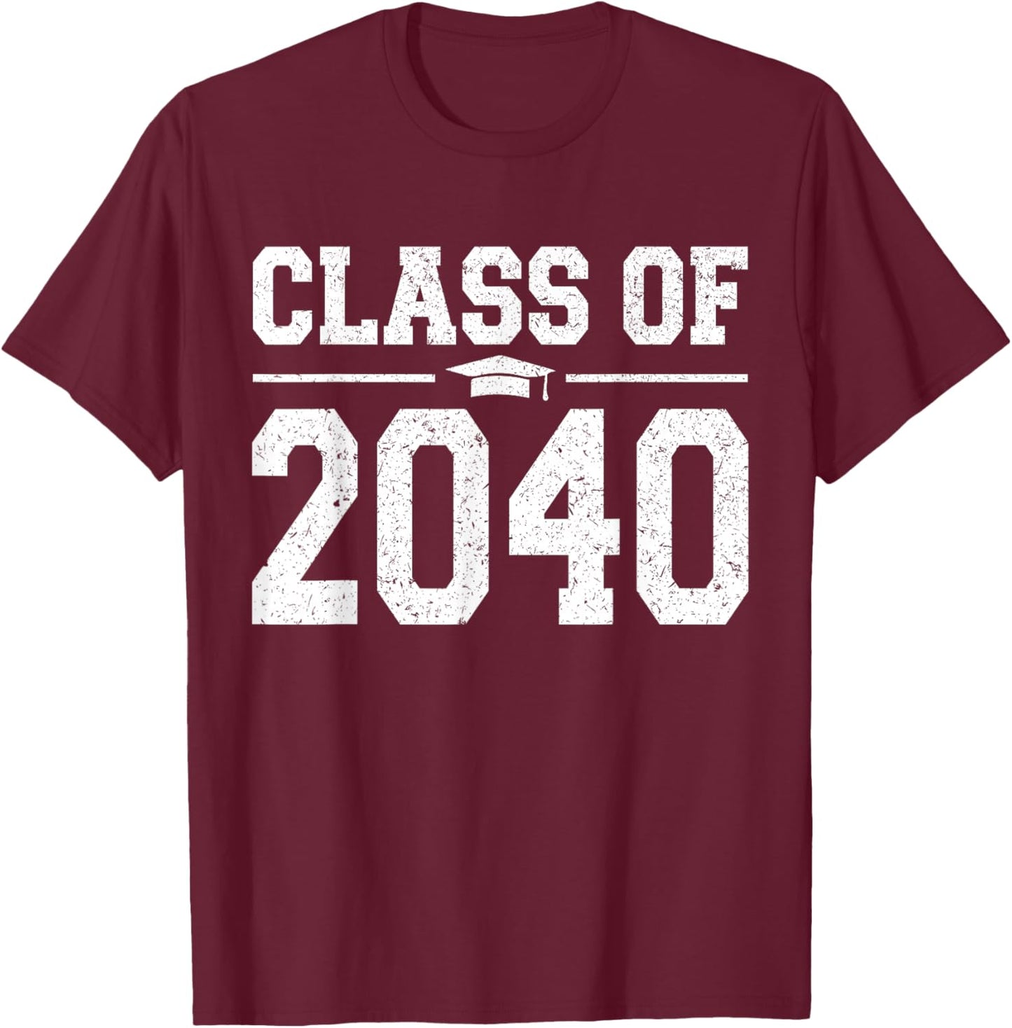 Class of 2040 Grow With Me Graduation Vintage Kindergarten T-Shirt - T-Shirt | Maroon