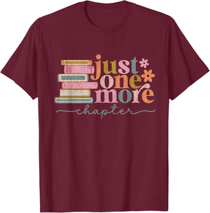 Just One More Chapter Floral Book Reading Teacher Bookworm T-Shirt - T-Shirt | Maroon