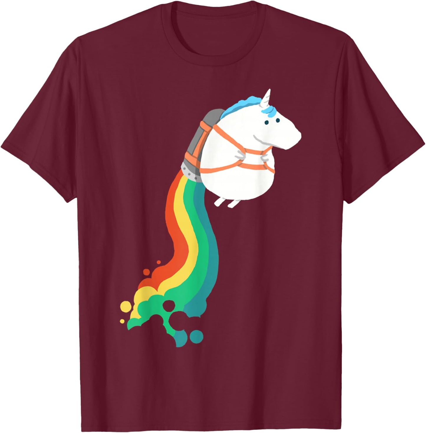 Chubby Unicorn Rainbow Jetpack T-Shirt - T-Shirt | Maroon
