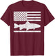 Steelhead Fishing - American Flag Trout Fisherman Gift T-Shirt - T-Shirt | Maroon