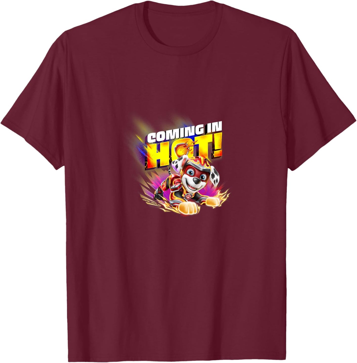 Kids PAW Patrol: The Mighty Movie Marshall Coming In Hot! T-Shirt - T-Shirt | Maroon