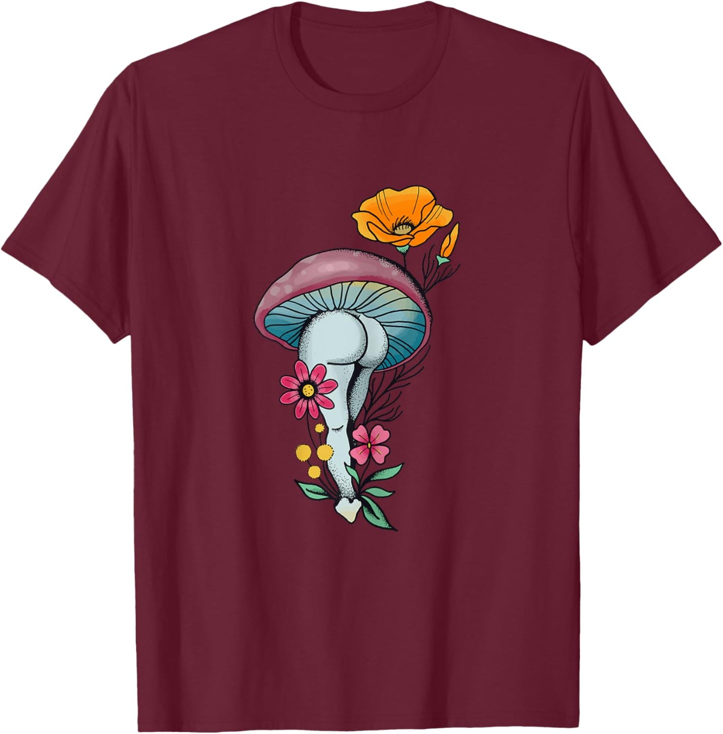 Sexy Mushroom Clothing Mushroom Collector Funny Graphic Gift T-Shirt - T-Shirt | Maroon