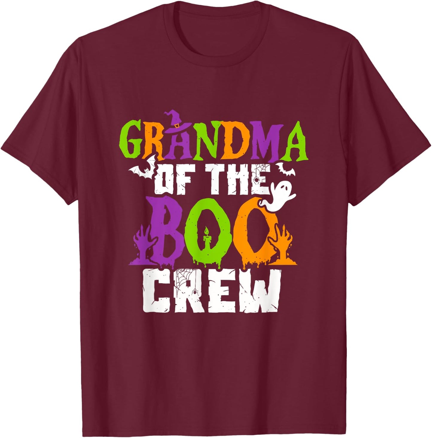 Halloween Grandma Crew Grandmother Spooky Party T-Shirt - T-Shirt | Maroon