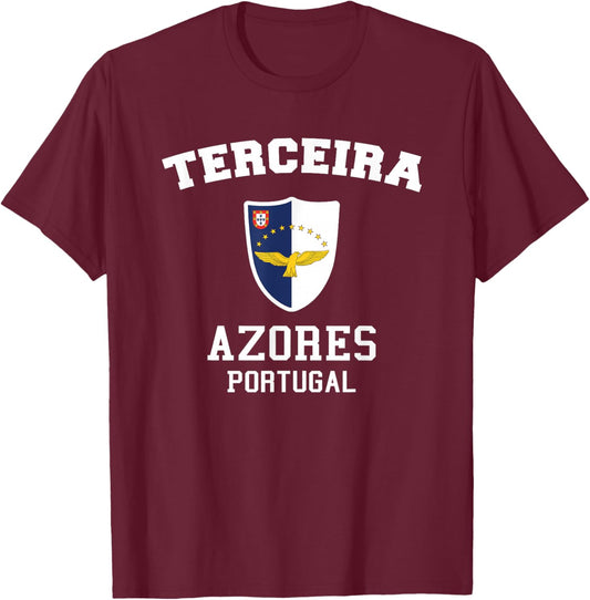 Terceira Azores Flag - Terceira Portugal Island Souvenir T-Shirt - T-Shirt | Maroon