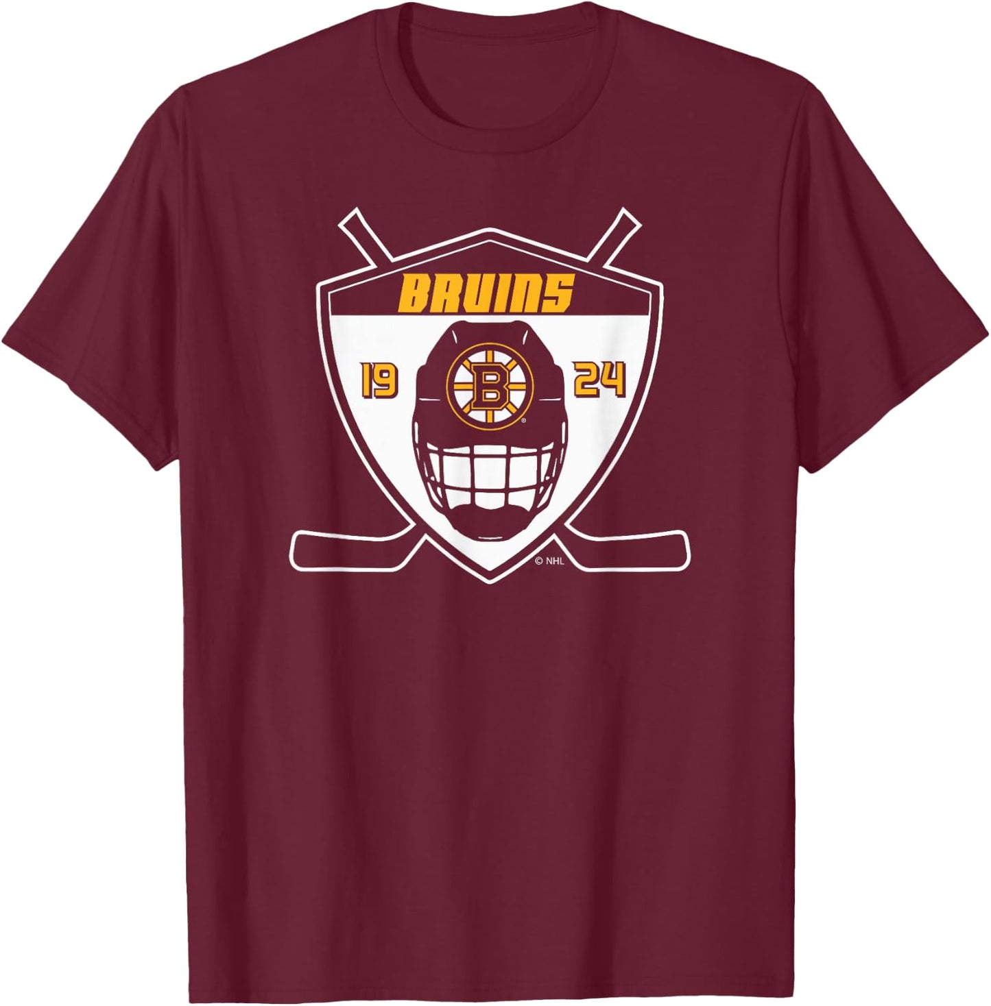 Boston Bruins Shield Black Officially Licensed T-Shirt - T-Shirt | Maroon