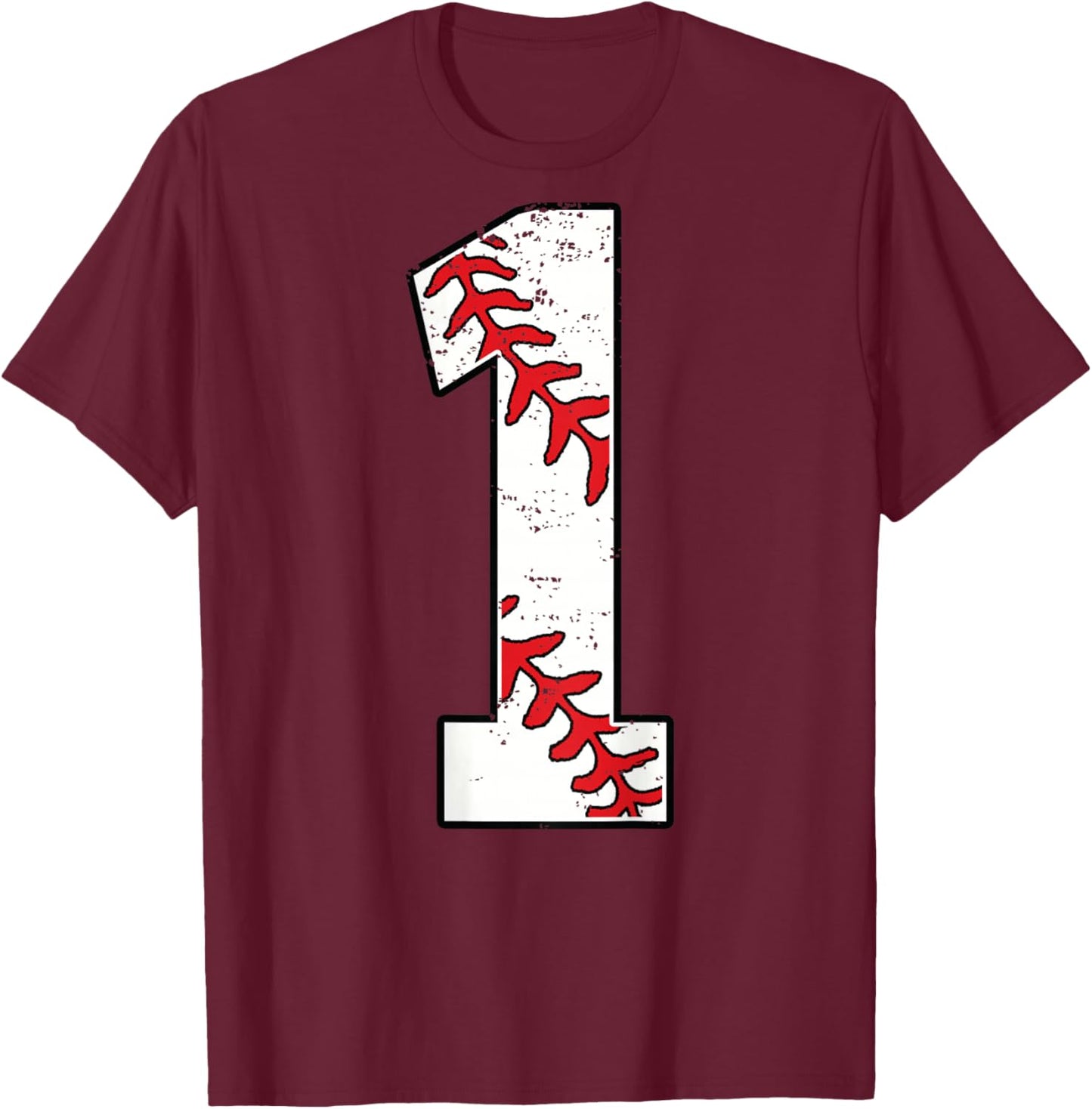 Number #1 Baseball Jersey Number 1 Print On Back T-Shirt - T-Shirt | Maroon