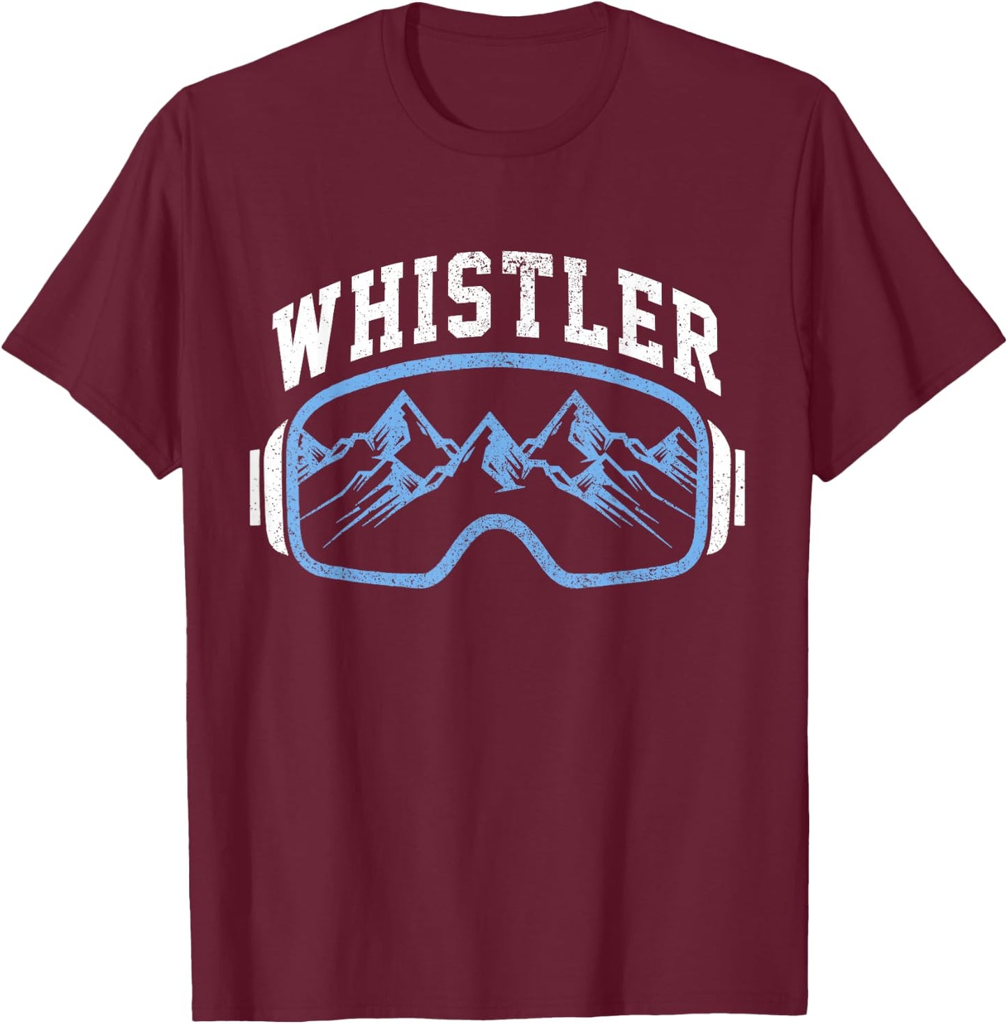 Whistler Ski Snowboard Mountain Bike Goggles Souvenir T-Shirt - T-Shirt | Maroon