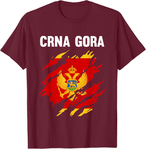 Crna Gora Montenegro Flag T-Shirt - T-Shirt | Maroon