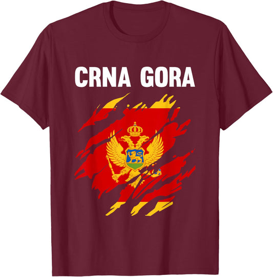 Crna Gora Montenegro Flag T-Shirt - T-Shirt | Maroon
