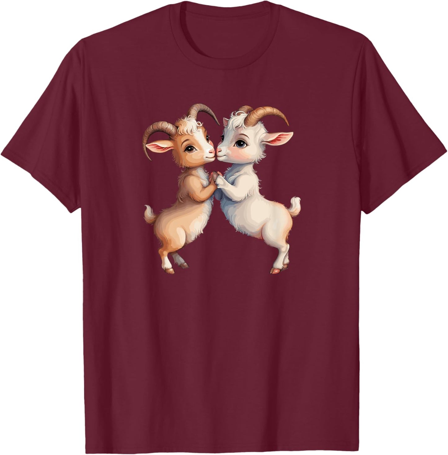 Goats Lovers Couple Kissing Cute Heart Valentine's Day T-Shirt - T-Shirt | Maroon