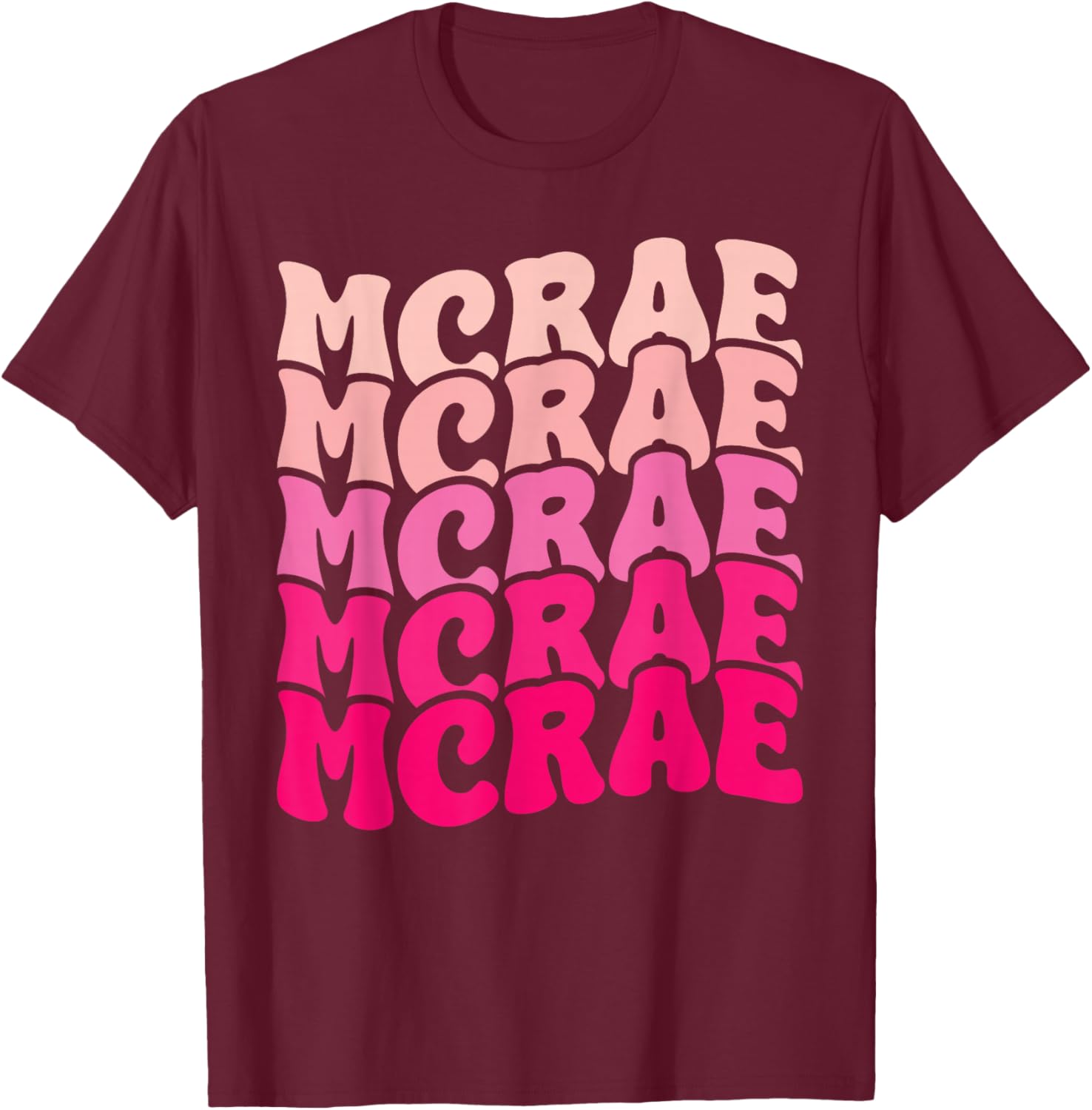 Personalized Name Mcrae I Love Mcrae 80's Groovy T-Shirt - T-Shirt | Maroon