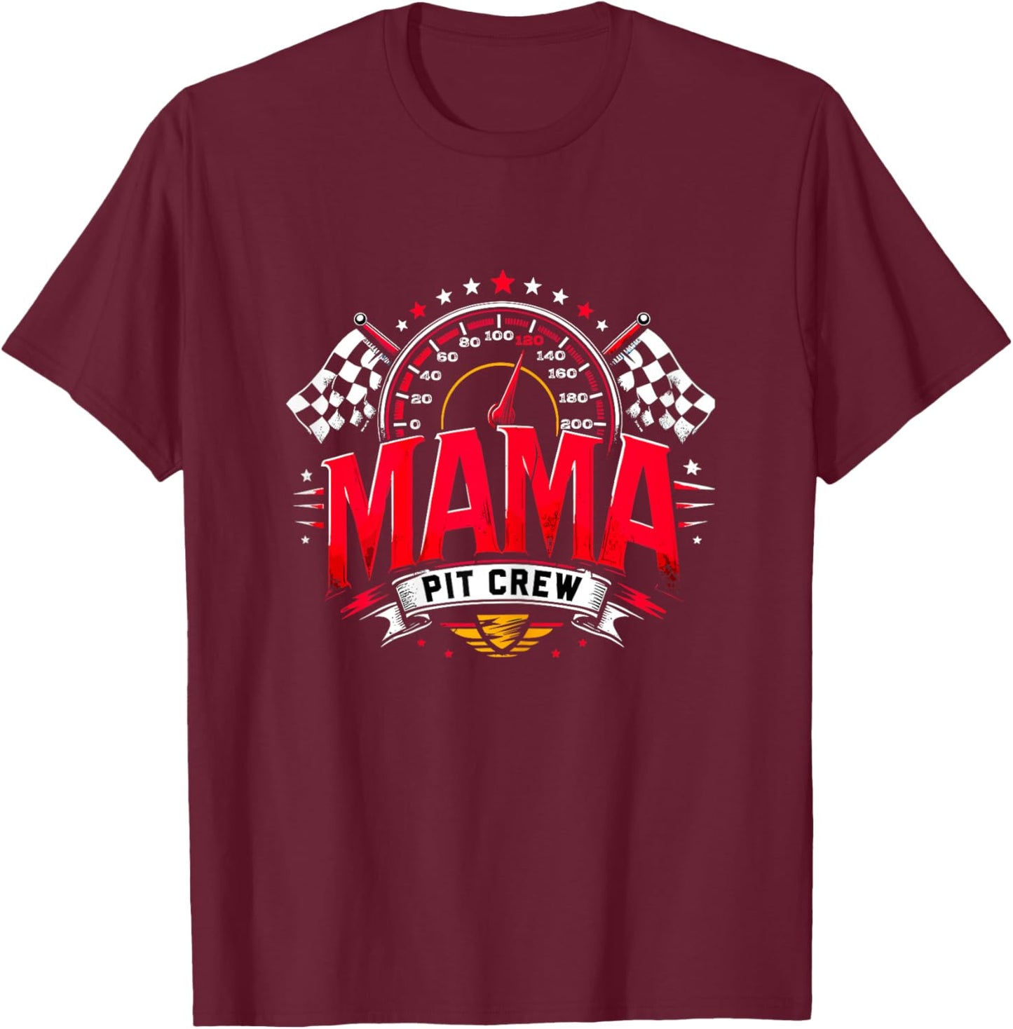 Mama Pit Crew Mom Racing T-Shirt - T-Shirt | Maroon