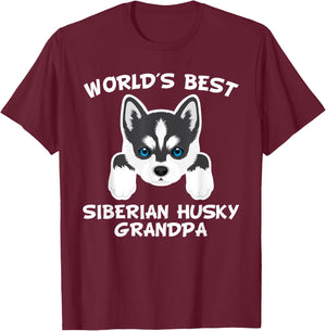 World's Best Siberian Husky Grandpa Dog Granddog Men T-Shirt - T-Shirt | Maroon