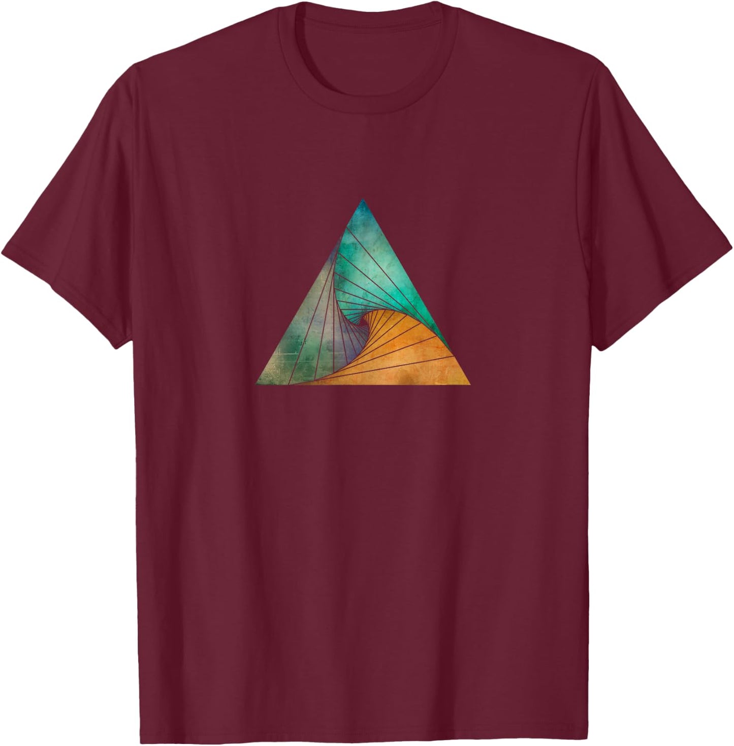 Geometric Swirling Triangle - Abstract Geometry T-Shirt - T-Shirt | Maroon