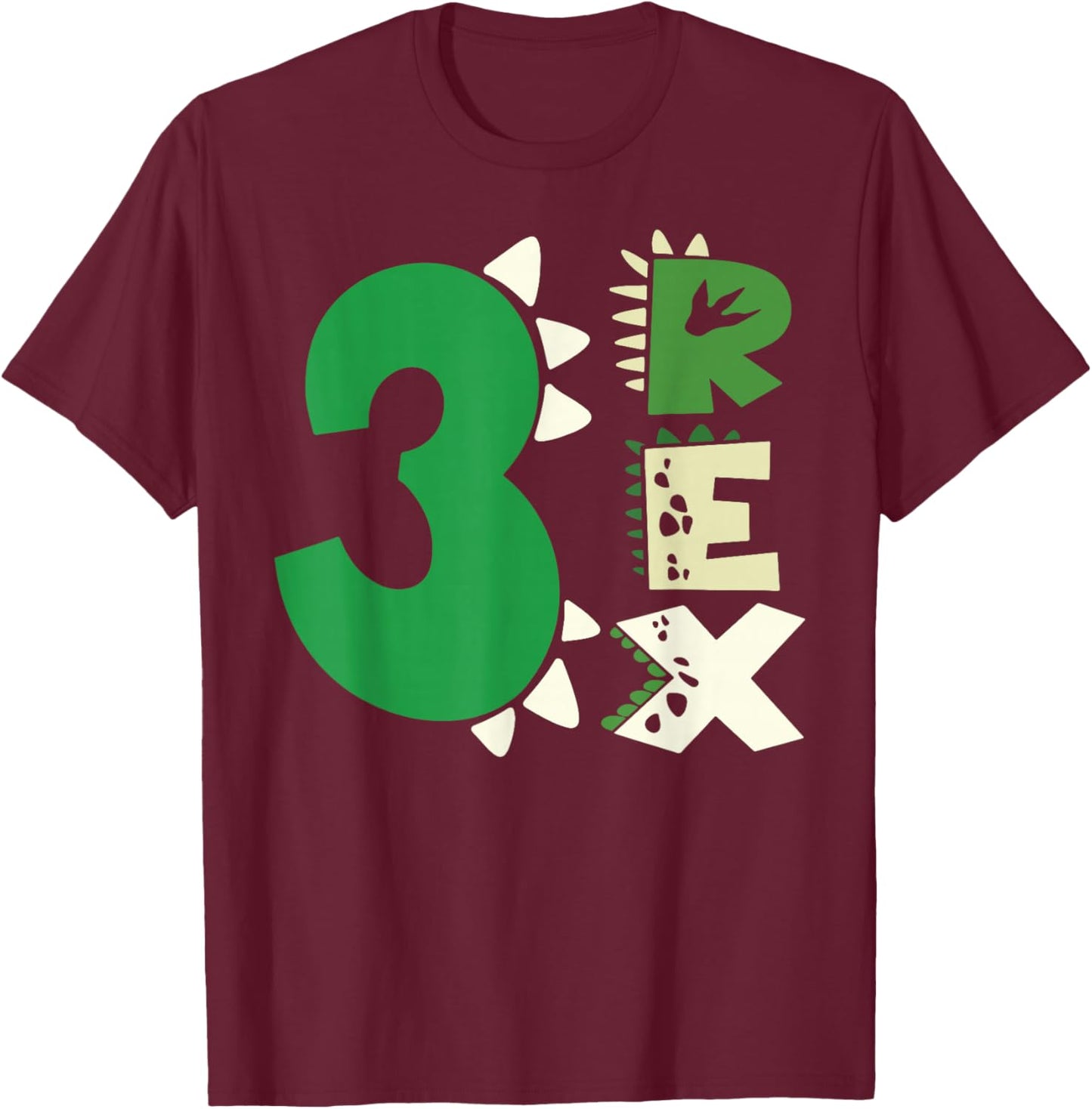 Three Rex Birthday Boy 3rd Dinosaur Birthday T-Rex Birthday T-Shirt - T-Shirt | Maroon