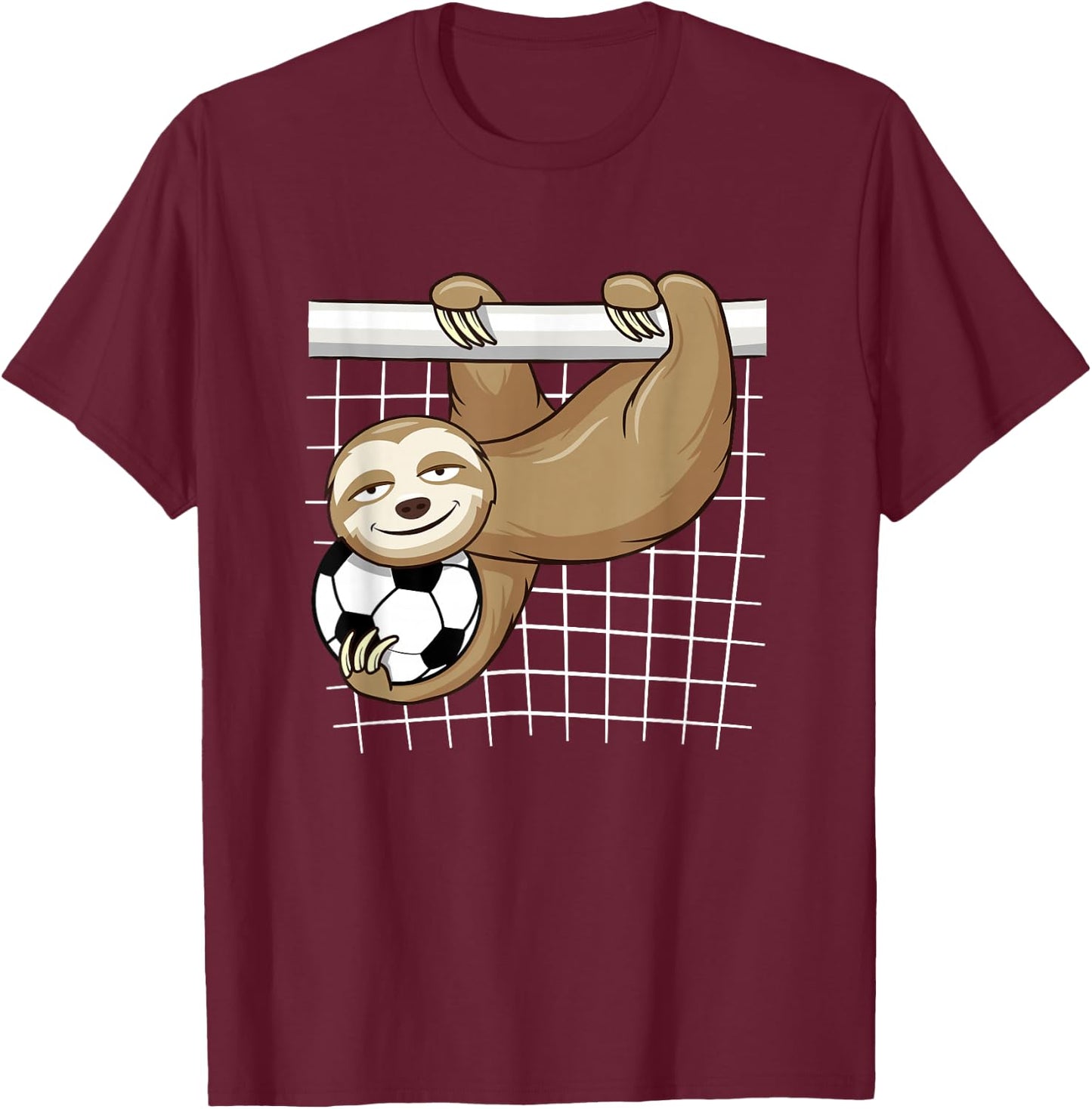 Funny Sloth Soccer Lover - Cute Goal Keeper Kids T-Shirt - T-Shirt | Maroon