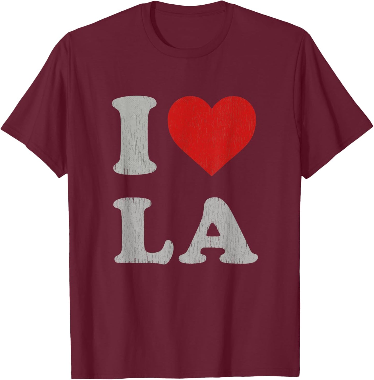 I Heart LA Souvenir Men Distressed I Love Los Angeles T-Shirt - T-Shirt | Maroon
