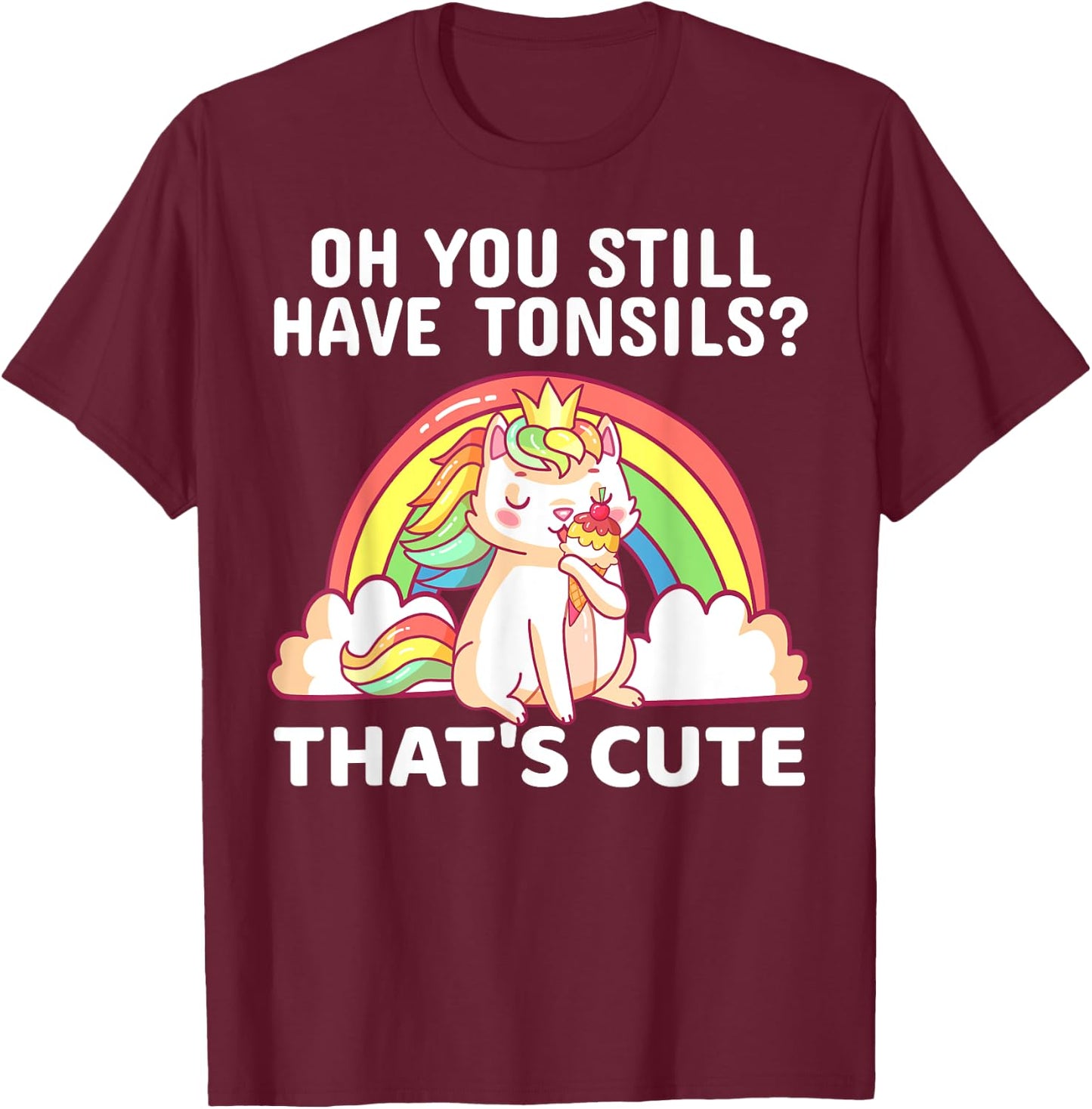Funny Tonsil Removal Surgery Recovery Gift Tonsillectomy Cat T-Shirt - T-Shirt | Maroon