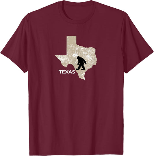 Funny Bigfoot I Believe Loves Texas TX Sasquatch T-Shirt - T-Shirt | Maroon
