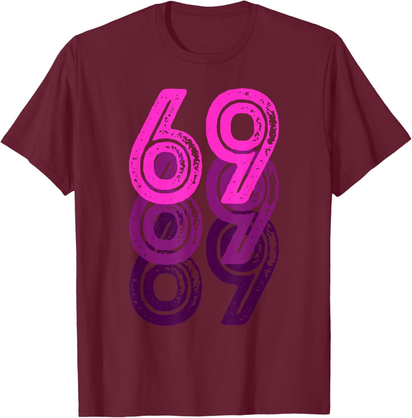 Number 69 Pink Best Classic College Style Birthday Funny T-Shirt - T-Shirt | Maroon