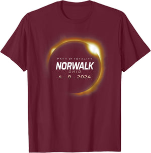 Total Solar Eclipse 2024 Norwalk Ohio April 8 2024 T-Shirt - T-Shirt | Maroon