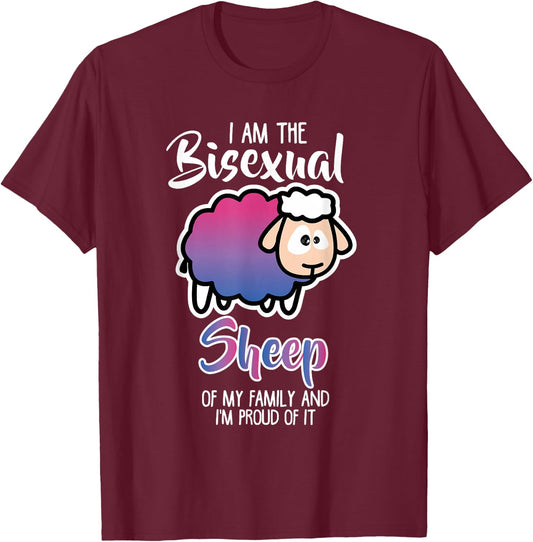 Funny Bisexual Shirt Bi Pride Awareness Bisexual Sheep T-Shirt - T-Shirt | Maroon